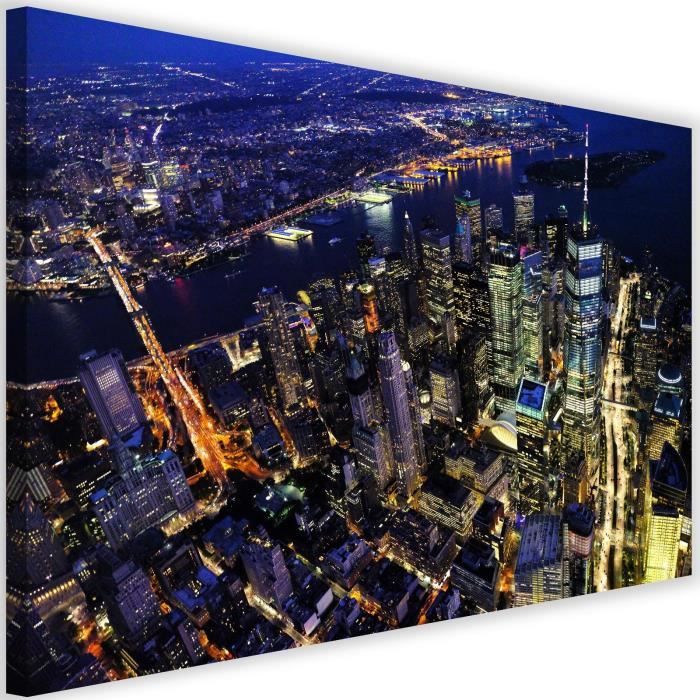 Tableau Impression moderne sur toile Image Cadre déco Canevas New York Nuit 120x80