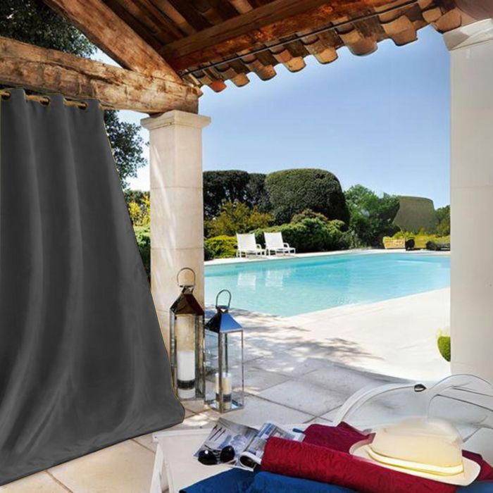 Rideau Extérieur Tissu Outdoor Gris Foncé 135 x 240 cm