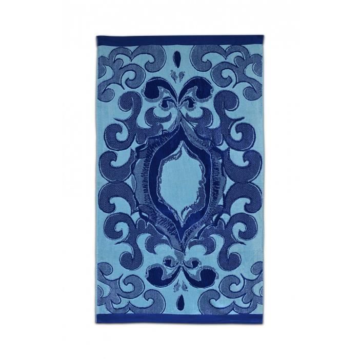 BAROQUE Serviette de plage coton - Bleu 100x180