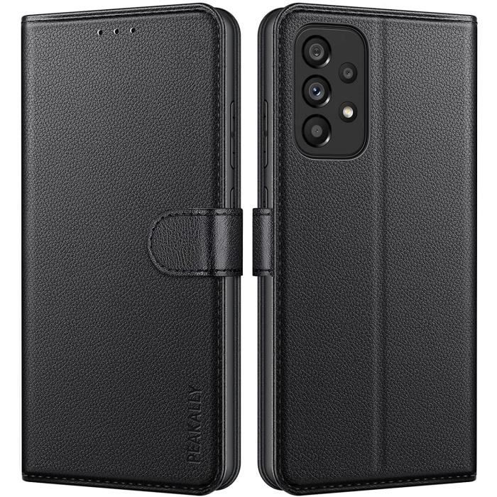 Coque Samsung Galaxy A23 5G Noir , Housse avec languette Etui Pochette En Cuir PU Multifonction,Protection En 360