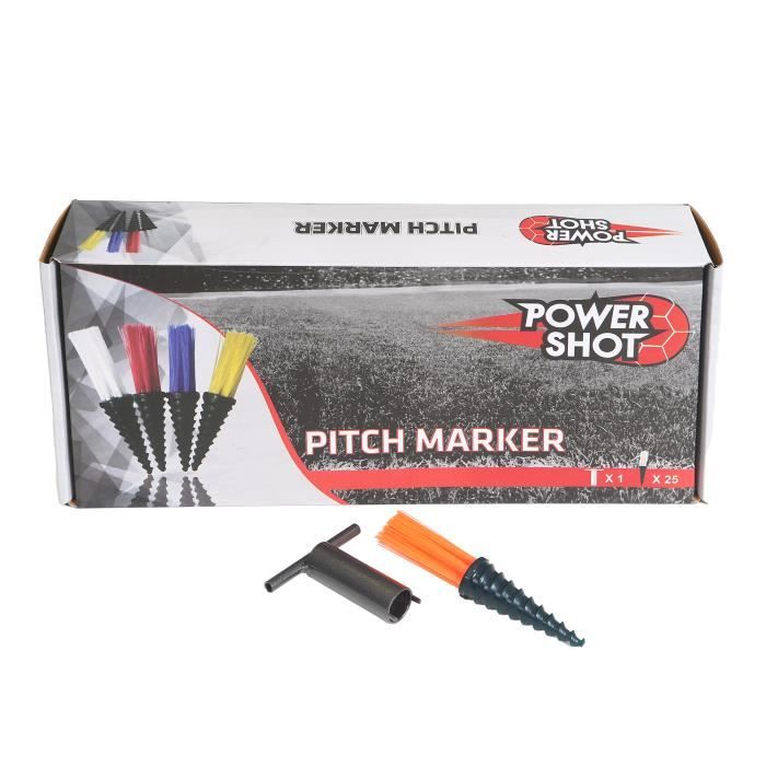 POWERMARKERS - Lot de 25 implants pour terrain de football (Outil de vissage Inclus) - Couleurs Orange