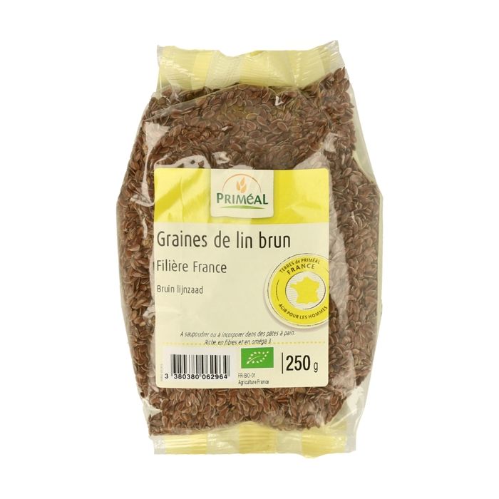 DATE DÉPASSÉE - Graines de lin brun bio - Date de Durabilité Minimale : 01/09/2021 - PRIMÉAL