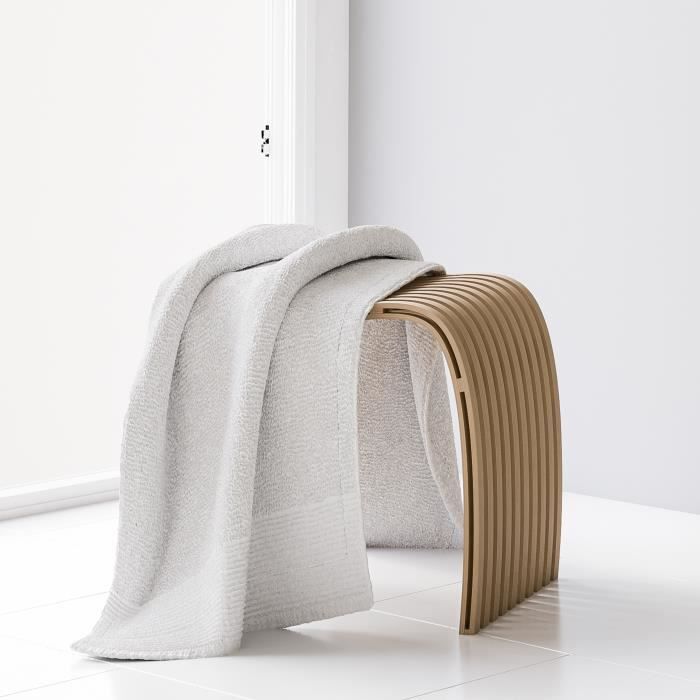 Siège de douche ergonomique de salle de bains avec pieds antidérapants et lattes incurvées, bambou, Schulte, 46 x 40 x 30 cm