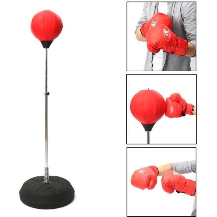 Punching Ball Sur Pied Hauteur Réglable Sac De Frappe Avec Gants Pour Adultes