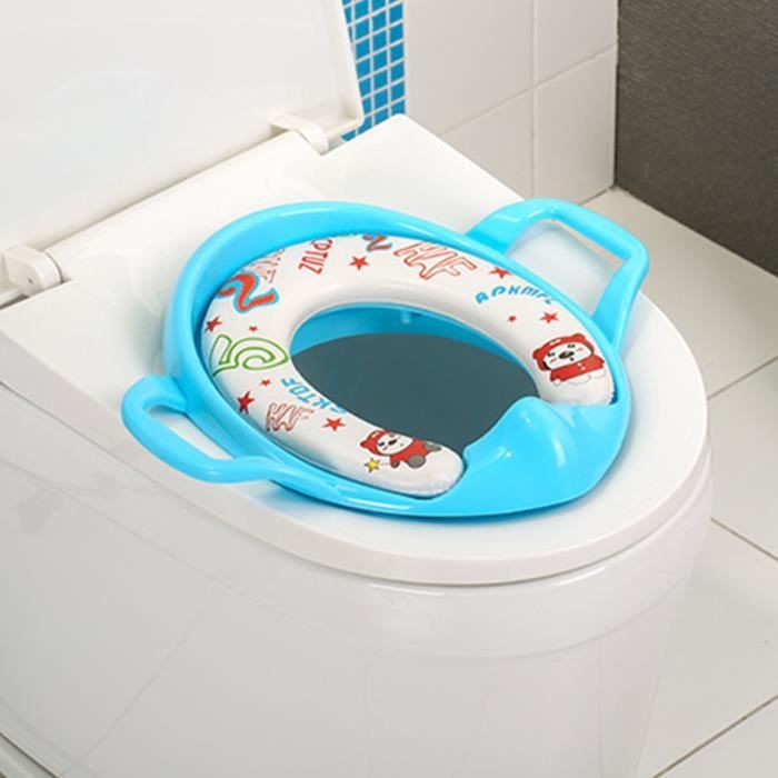 Bébé Réducteur De Toilette WC Siège Avec Coussin Poignée Dossier BLEU
