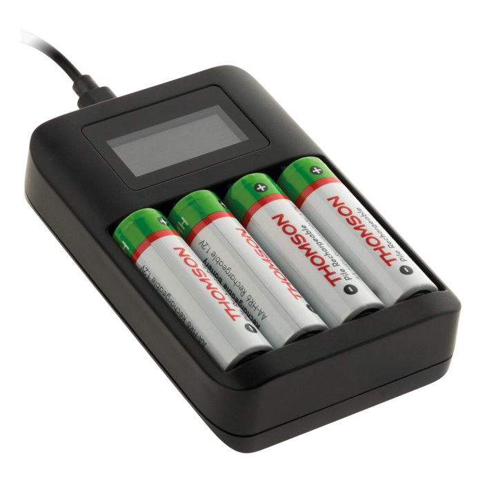 Chargeur de piles USB compatible AA AAA - Thomson