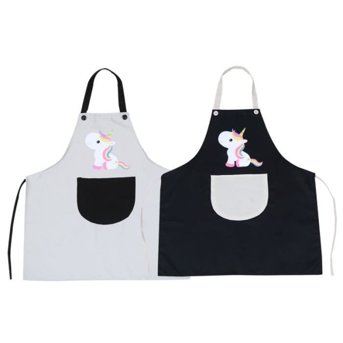 2 pièces tabliers étanche à l'huile Polyester licorne imperméable Simple pliables pour hommes Chef cuisine femmes COOKING APRON