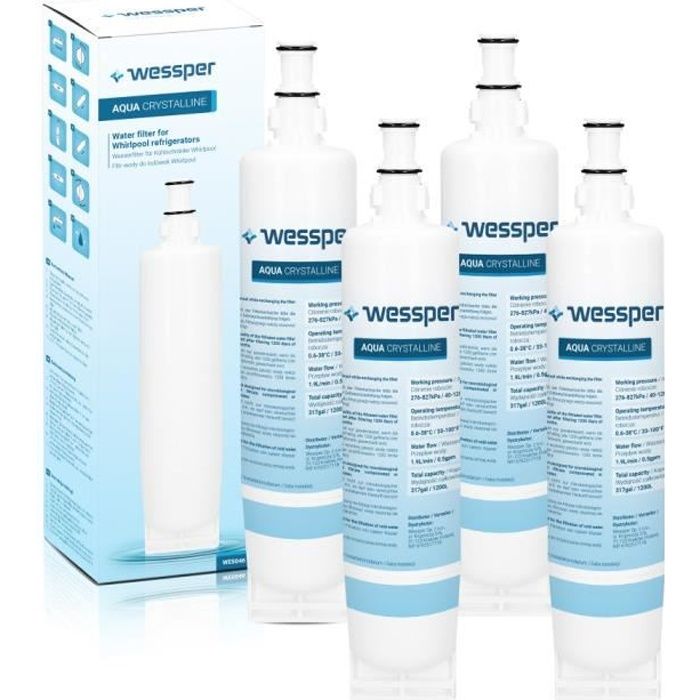 4x filtres à eau pour réfrigérateur, remplacement pour Whirlpool type 4396508/4396510 pour Whirlpool SBS001 SBS002 SBS004 SBS003