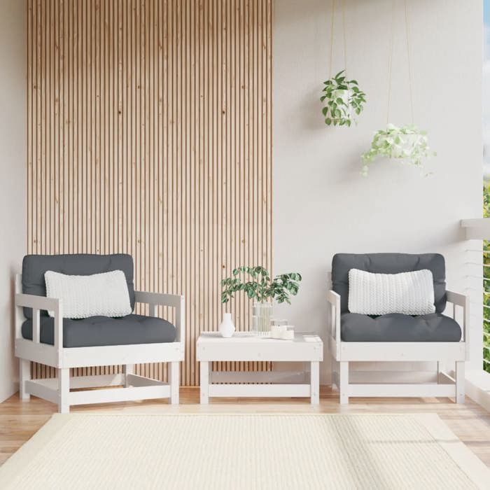 vidaXL Chaises de jardin lot de 2 blanc bois massif de pin 825388