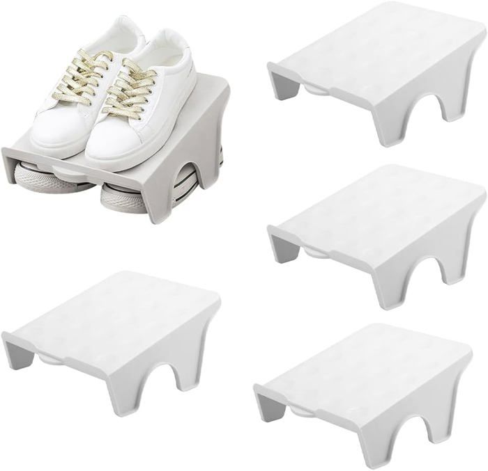 Organisateur De Chaussures 16 Paires - 44x44x29 Cm, Gris - Compartiments Réglables, Couvercle Transparent - 8