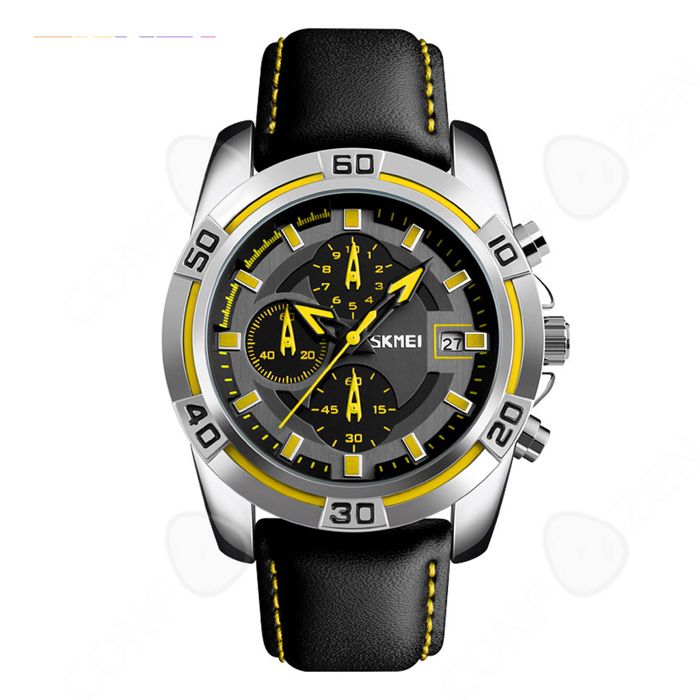 C Montre homme 5.3x4.7cm jaune PU acier inoxydable montre numérique