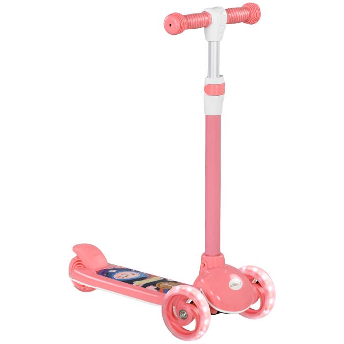 Trottinette enfant - AIYAPLAY - 3 Roues Lumineuses LED - Hauteur Guidon réglable -frein à Friction arrière de 2 à 6 ans Rose