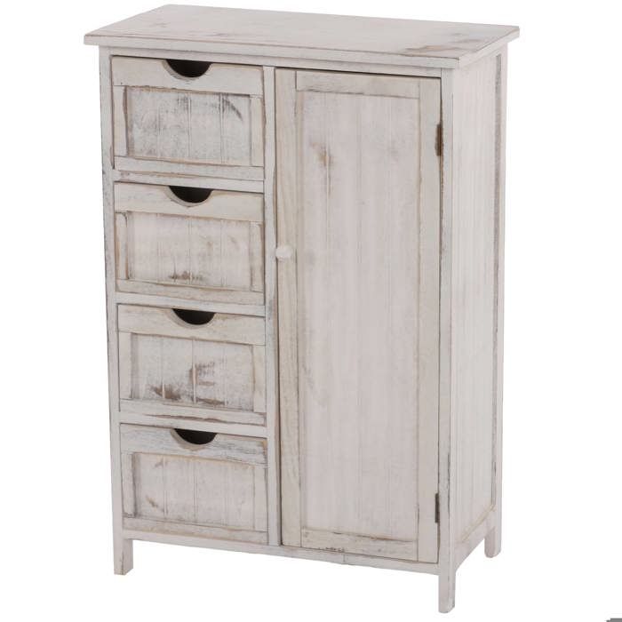 Commode petit meuble de rangement style vintage 82x55x30cm blanc vieilli 04_0002489 Commode petit meuble de rangement style vintage 82x55x30cm blanc vieilli 04_0002489