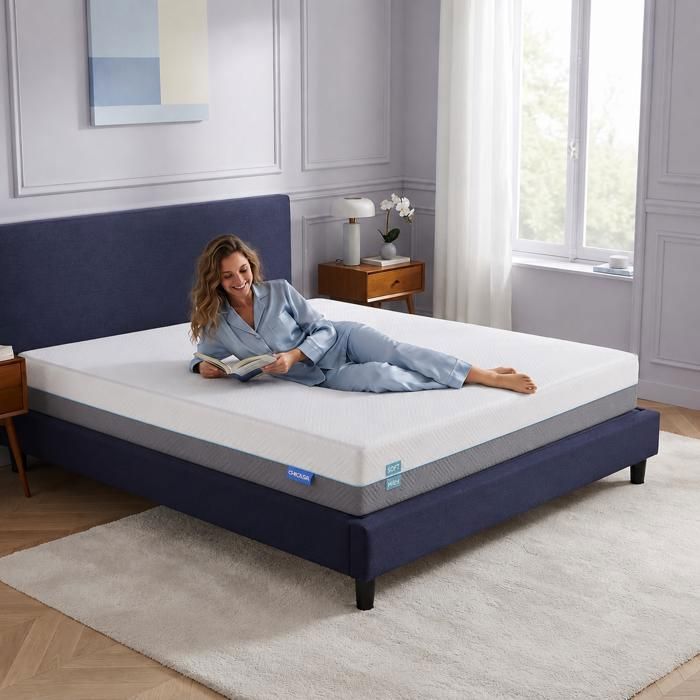 Matelas 140x200 cm CHICASA – Mémoire de Forme – 21 cm – Anti-transfert de mouvement – Durable Réversible Housse Amovible