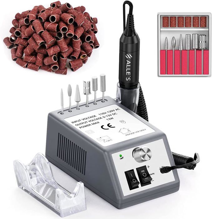 Ponceuse à Ongles électrique Professionnelle - Kit Complet Avec Accessoires - Alimentation Piles, 9500 RPM - Neuf Doré