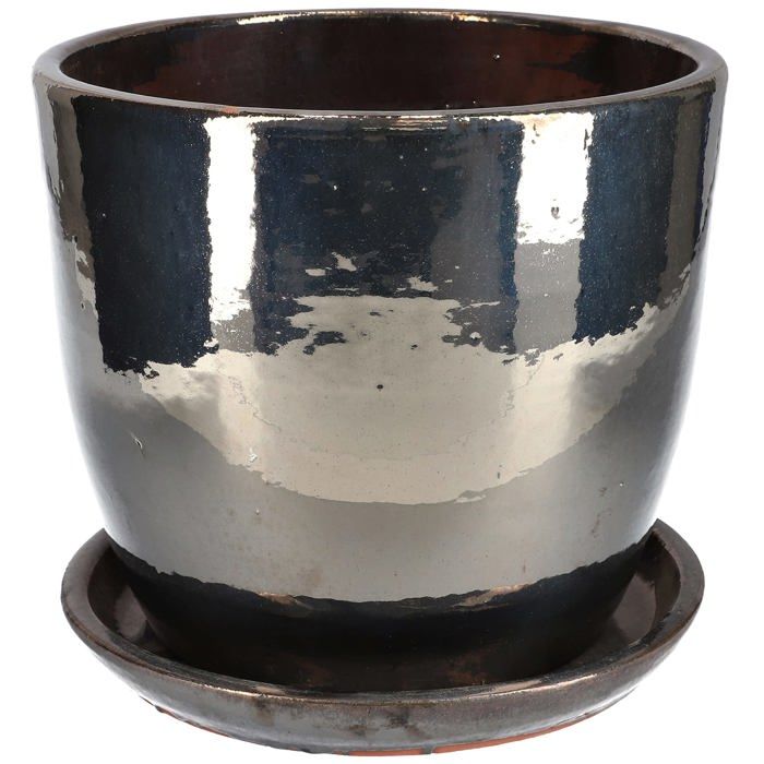 Pot Avec Soucoupe Pot De Fleurs En Céramique Jaune 13 Cm Avec Bac D' Égouttement - Kotarbau - Design Main Pot Fait Main Kotarbau