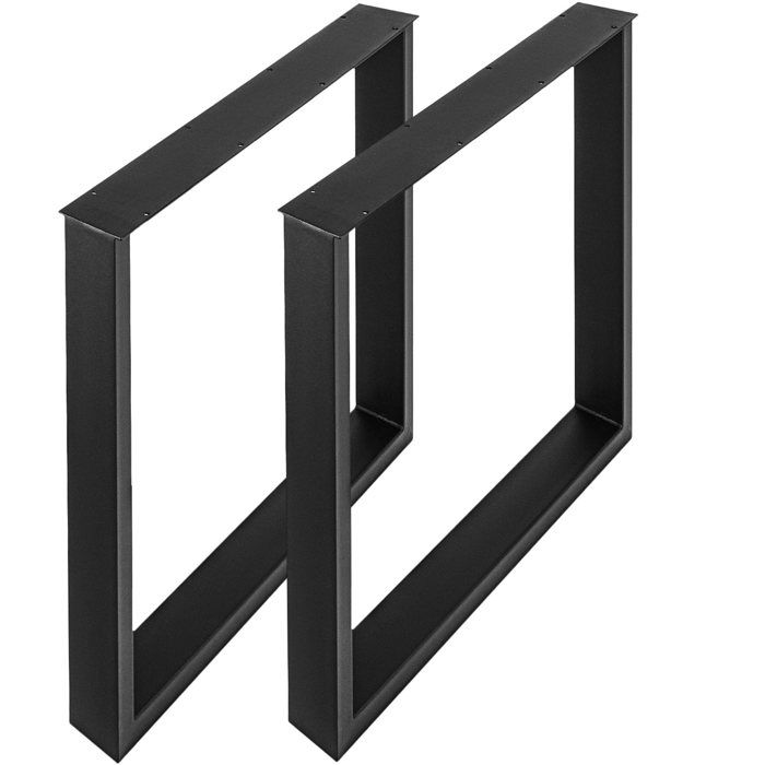 Pieds de Table - DUOKU - 60 x 72 cm - Lot de 2 - Acier Noir - Meuble de Bureau