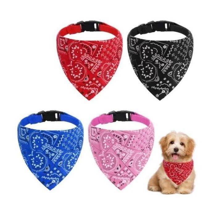 Comparer les prix de Bandanas pour Chiens - ZEAICOS - 4pcs - Ajustable - Polyester - Noir