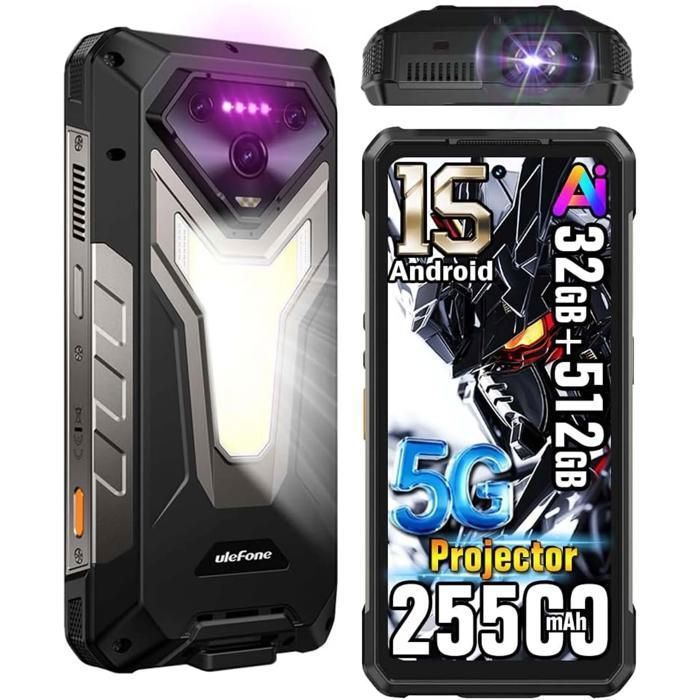 Ulefone Armor 34 Pro 5G Smartphone Incassable Android 15 32Go+512Go 25500mAh 6.95"" 1100LM