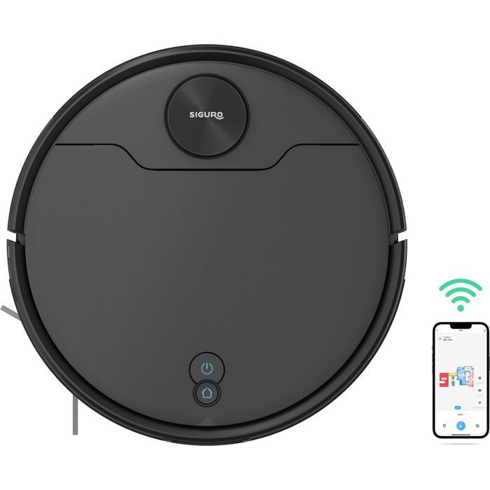 Aspirateur Robot - SIGURO - RV-R800B - 6000 Pa - Navigation Laser - Compatible IoT - Siguro