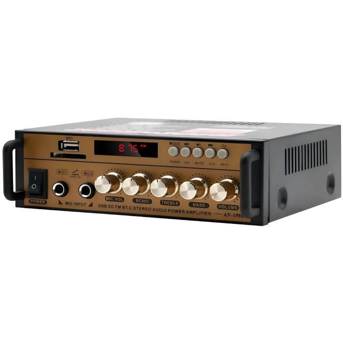 Amplificateur HIFI Bluetooth double canal 60 W stéréo USB/SD marron