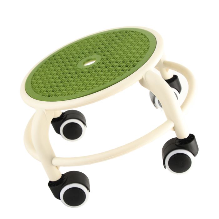 SALALIS siège à roulettes Tabouret bas roulant rond confortable roue universelle Mini tabouret mobile meuble tabouret Vert