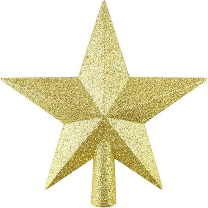 Étoile Sommet Sapin Noël 20 Cm - Plastique Brillant Incassable - Rouge Scintillant - Décoration Arbre De Noël