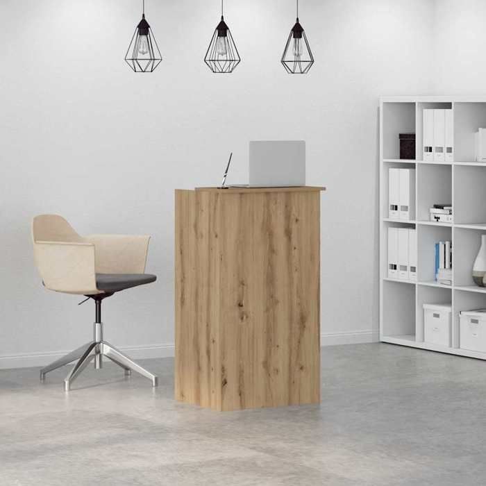Bureau de réception en bois dingénierie - CLARENCE - Chêne artisanal - 55x50x1035 cm - Capacité de charge 60 kg