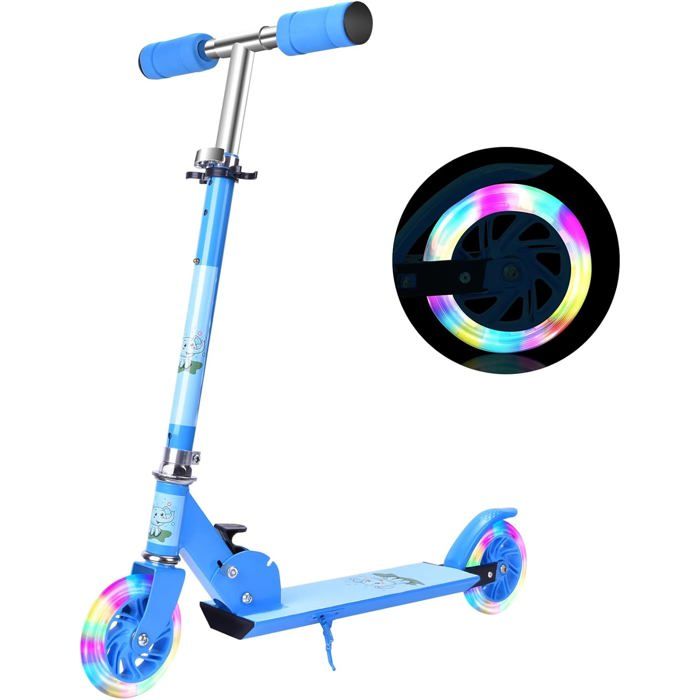 TROTTINETTE Trotinette Enfant Pliable, Enfants avec 2 PU Roues Lumineuses à LED, 3 Hauteurs