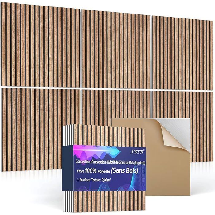 Lot De 6 Panneaux Acoustiques Noyer Clair 180x120cm - Insonorisants Et Décoratifs