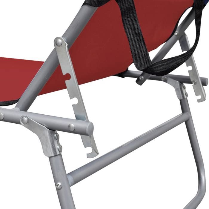 Sale 2026 Chaise longue pliable - BURKE - Transat 1 PLACE - avec auvent acier et tissu rouge Cc565