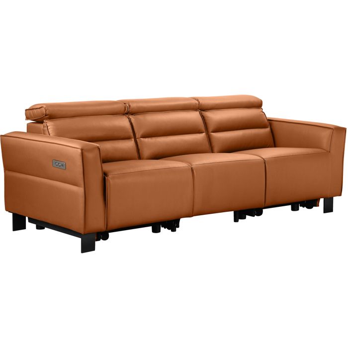 Carpari-canapé 3 Places Avec 2 Fauteuils Inclinables Électriques En Cuir Pu Cognac Carpari-canapé 3 Places Avec 2 Fauteuils Inclinables Électriques En Cuir Pu Cognac
