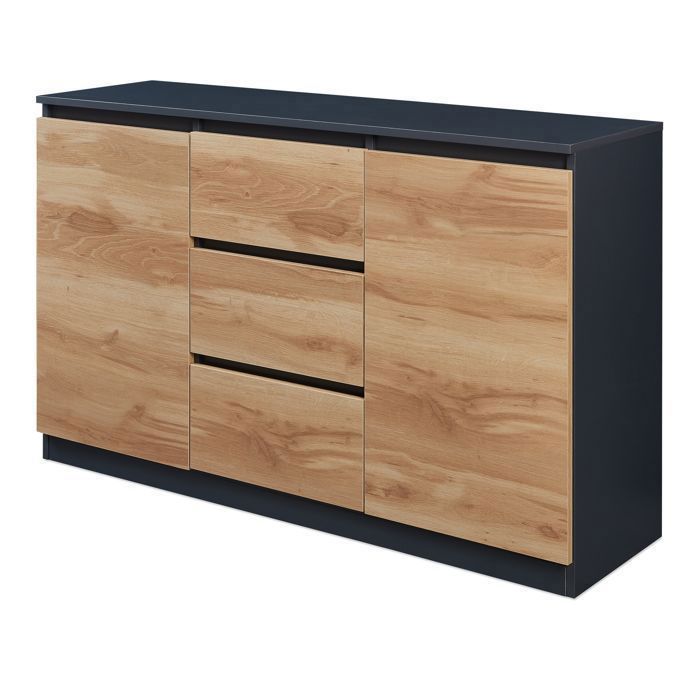 Buffet Kyr 120 x 35 x 75 cm chêne rustique / noir Buffet Kyr 120 x 35 x 75 cm chêne rustique / noir