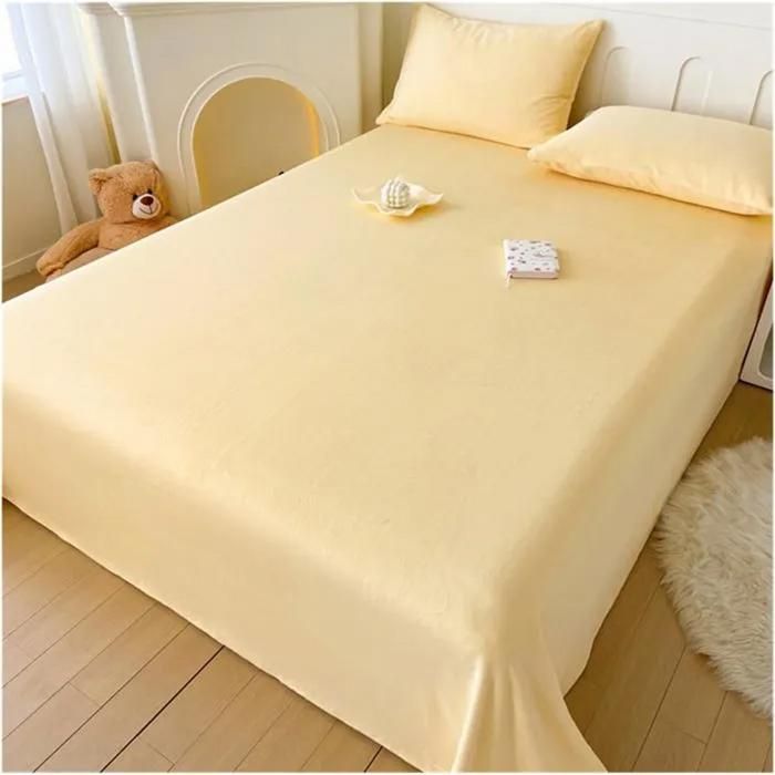 Drap plat en flanelle 1-2 personnespolaire ultra doucemicrofibre confortablejaune160 x 230 cm couleurs multiples Largeight
