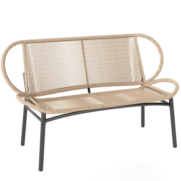 Banc de jardin - Outsunny - 2 places - résistant aux intempéries - résine tressée - 138x62x83cm - naturel