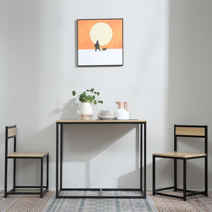 Ensemble table et chaises (3 pièces) idéal pour la cuisine et le salon. Convient aux petits espaces.