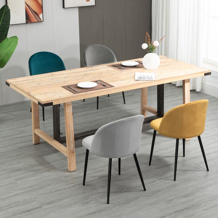 MOTHINESSTO1103-Lot de 4 chaises salle à manger chaise de cuisine scandinave chaise en velours rembourrée avec pieds effilés en méta