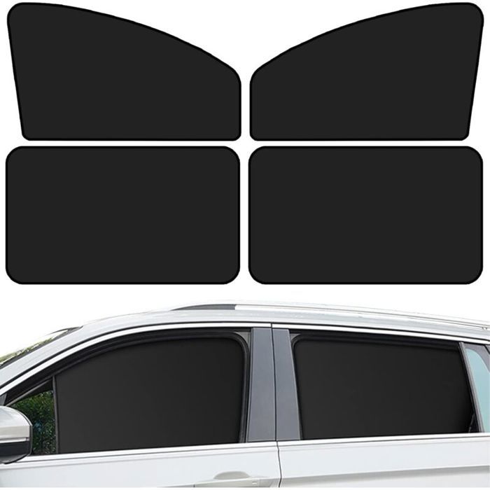 Pare-soleil intégral pour vitres de voiture protection UV double face noir camping et accessoires intérieurs universels lot de 4