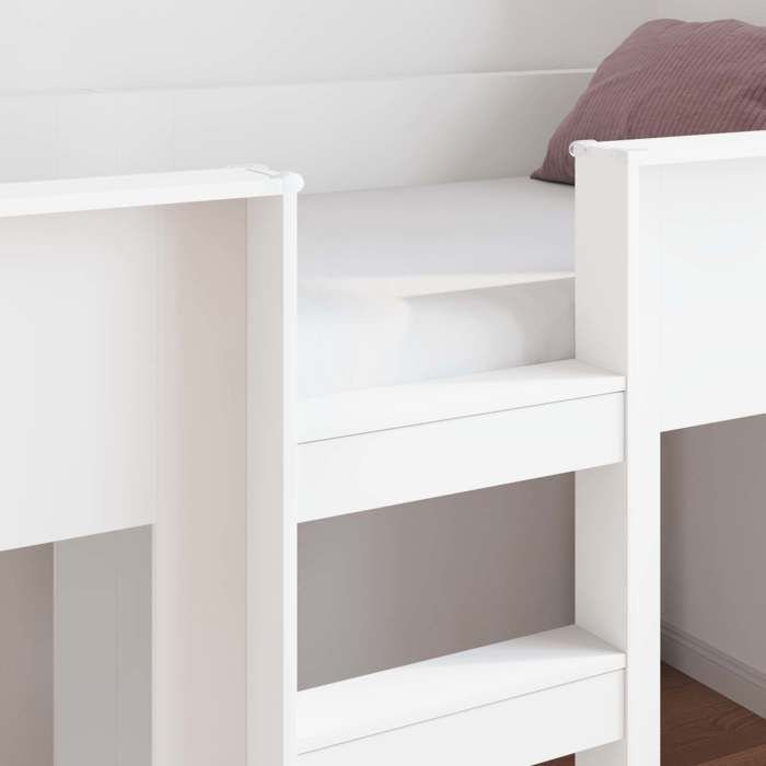 Lit 1 place - 100 x 200 cm - Blanc - vidaXL - Lit superposé pour enfants - moderne - Bois dingénierie - pour enfants - avec matelas
