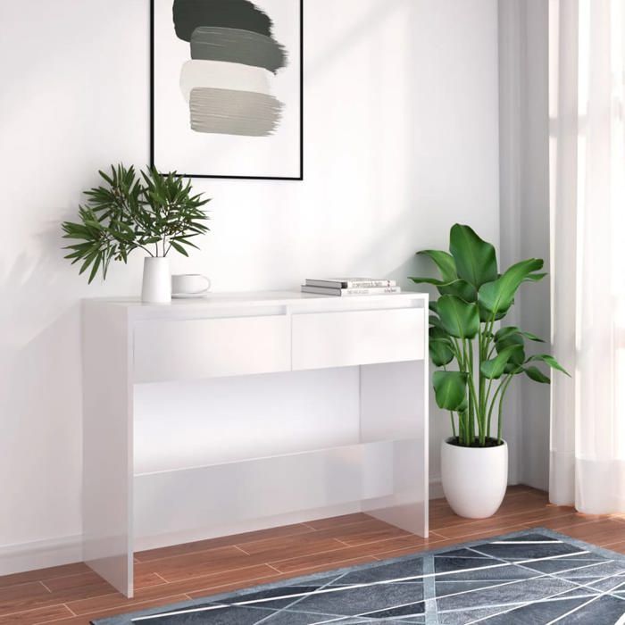 Console Meuble - vidaxl - Table d’Entrée (1 pc) - bois dingénierie - blanc - 100 x 35 x 765 cm@drb40x