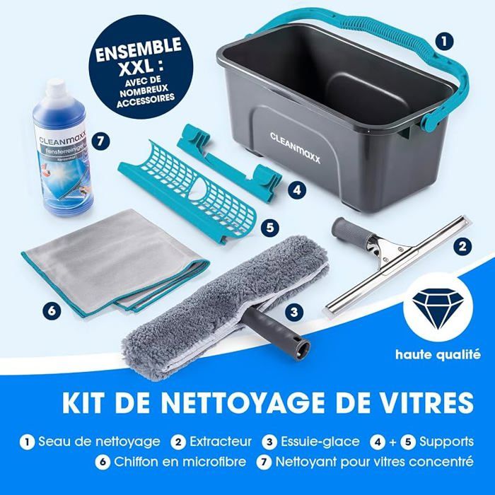 Kit de nettoyage de vitres professionnel 13 pièces. Kit de nettoyage de vitres professionnel avec raclette pour RACLETTE