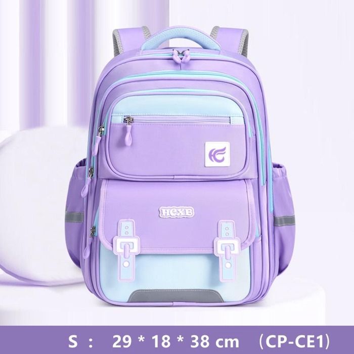 Cartable Garçon Fille Primaire Tissu Oxford Imperméable Sac à Dos Scolaire Pour Enfants CP CE1 Léger Multi-poches - S - Violet