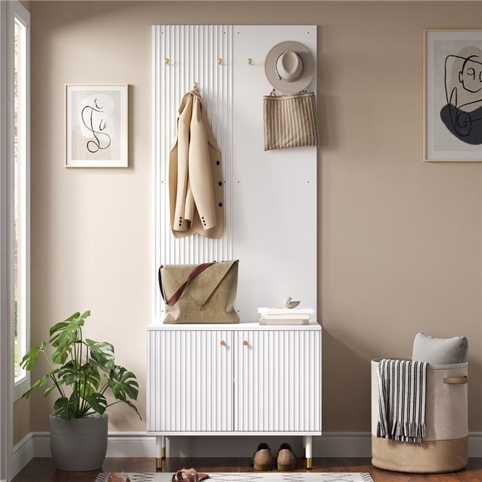 Meuble dentrée multifonction : garderobe étagère à chaussures et rangement compact Meuble dentrée multifonction : garderobe étagère à chaussures et rangement compact