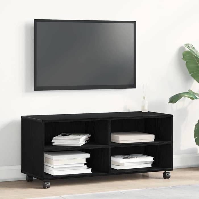 Meuble HIFI - Meuble TV Noir 90 x 35 x 405 cm en Bois dingénierie avec rangement multimédia pour Salon 769055