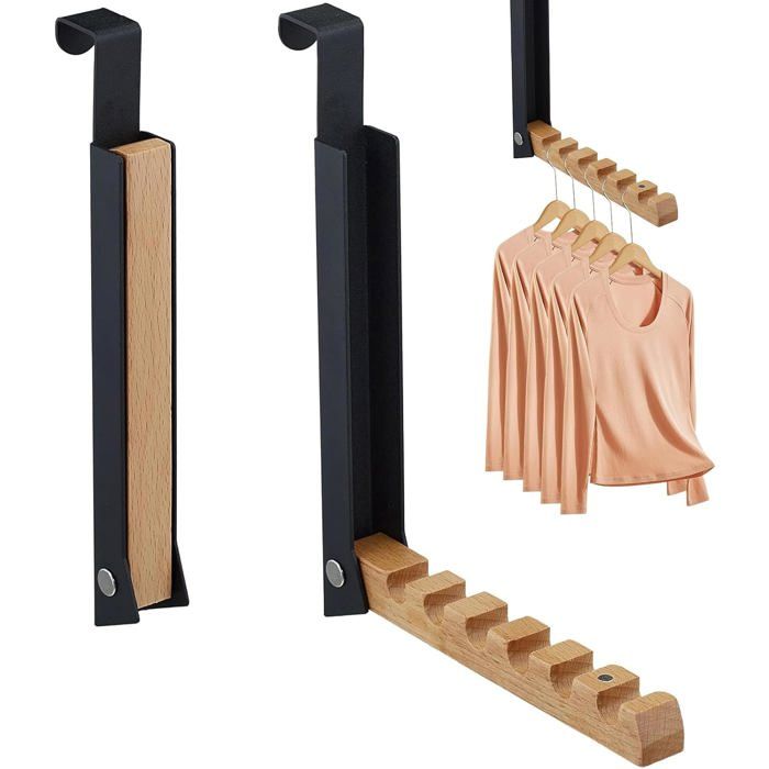 2 Pièces Porte Manteau Pour Porte Pliable Sans Perçage Porte Manteau De Porte Pliable Pour 6 Cintres Pour Porte De Moins De [BI152]
