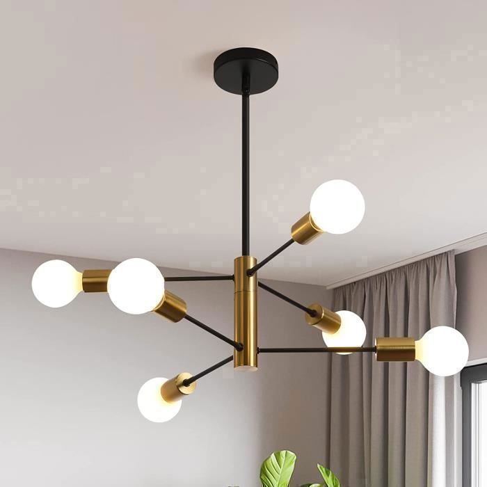Lustre Rustique 6 Lumières Ganeed - Style Ferme Français, Bronze Antique