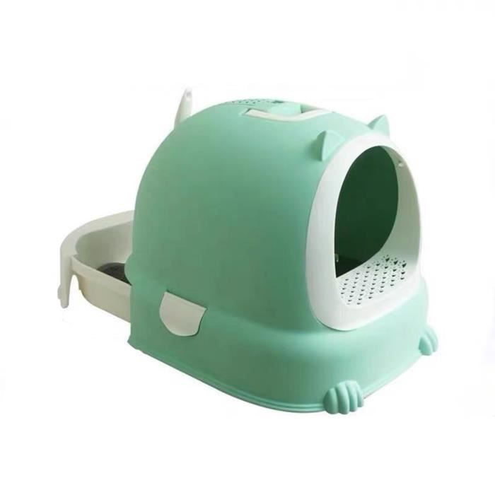 Bac A Litiere Pour Chat Entierement Ferme Tiroir De Toilette Pour Chat Resistant Aux Eclaboussures Vert Cdiscount Animalerie