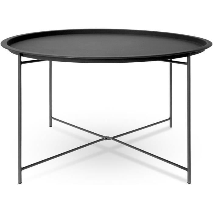 Table Basse Ronde Métal Noir