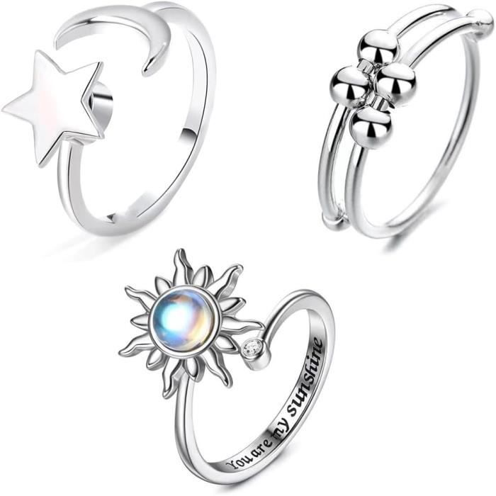 Bague Antistress Spinner Réglable - Acier Inoxydable Argenté - ForYouStore