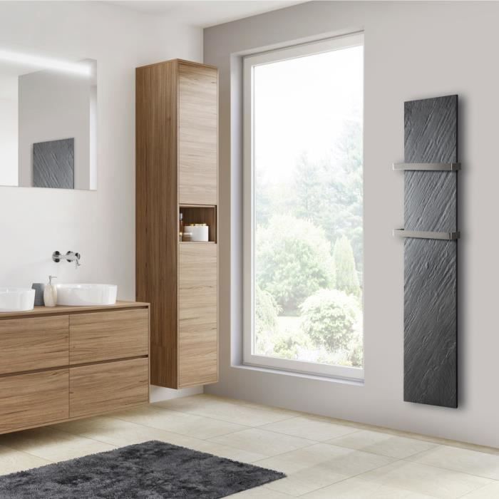 Radiateur électrique pierre naturelle - U-tile - 800 Watts - Graphite - 180 x 40 cm vertical